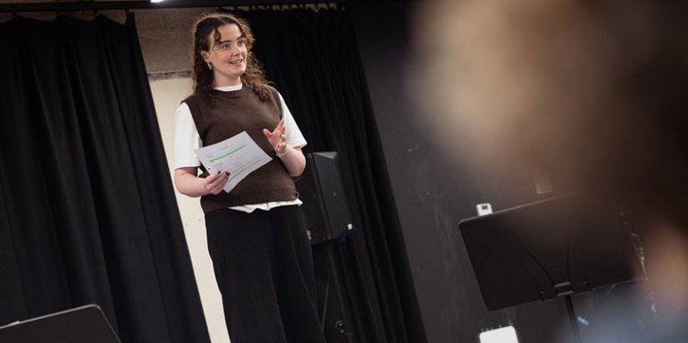 Student performing a speech